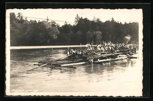 AK Flossfahrt auf der Isar