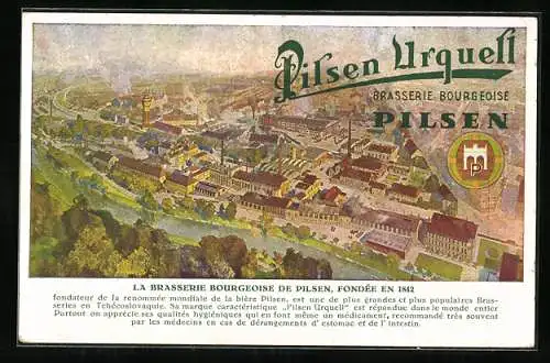 Künstler-AK Pilsen, Brauerei-Werbung Pilsen Urquell