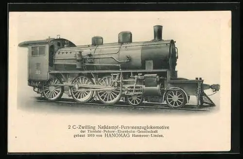 AK Tientsin, Personenzuglokomotive der Tientsin-Pukow-Eisenbahn-Gesellschaft von Hanomag