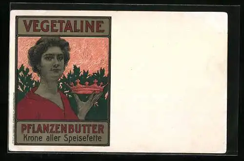 Künstler-AK Reklame für Vegetaline-Pflanzenbutter, Jugendstil