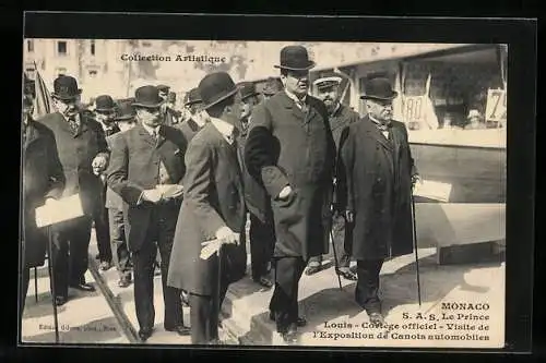 AK Monaco, Le Prince Louis von Monaco, Visite de l`Exposition de Canots automobiles