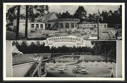 AK Hermannsburg, Waldschwimmbad mit Restaurant