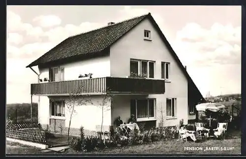 AK Krainhagen, Pension Bartels-Ruh mit Gartenpartie