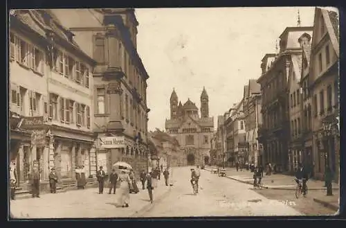 AK Speyer a. Rhein, Strassenpartie mit Schmidts Kaffee-Geschäft