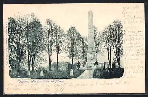 AK Sasbach / Achern, Besucher am Turenne-Denkmal