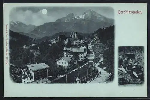 AK Berchtesgaden, Ortspartie mit Bergpanorama