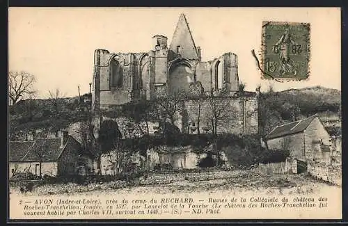 AK Avon /Indre-et-Loire, Ruines de la Collegiale du chateau des Roches-Tranchelion