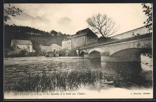 AK Artannes /Indre-et-Loire, Le Moulin et le Pont sur l`Indre