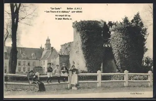 AK Ballan /Indre-et-Loire, La Carte, Les Tours et le chateau