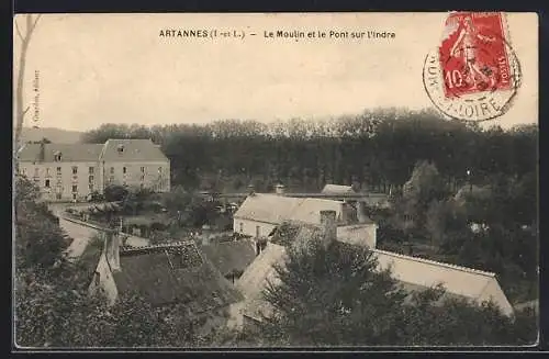 AK Artannes /Indre-et-Loire, Le Moulin et le Pont sur l`indre