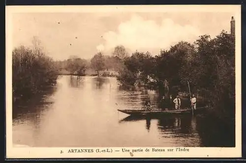 AK Artannes /Indre-et-Loire, Une partie de Bateau sur l`Indre