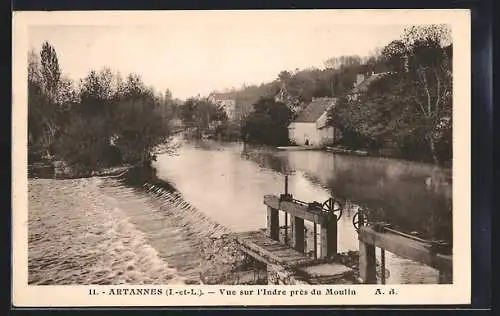 AK Artannes /Indre-et-Loire, Vue sur l`Indre près du Moulin