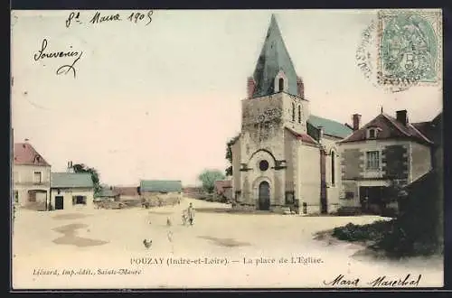 AK Pouzay /I.-et-L., La place de l`Eglise