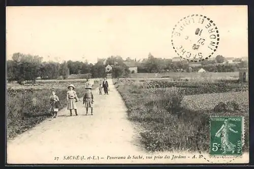 AK Saché /I.-et-L., Panorama de Saché, vue prise des Jardins