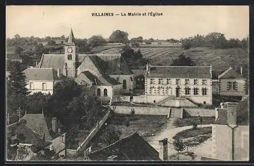 AK Villaines /I.-et-L., La Mairie et l`Église