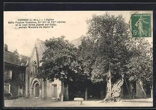 AK Vernou /I.-et-L., L`Eglise, Belle Facade Romaine