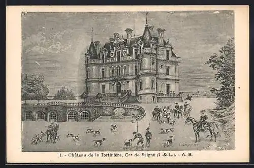 Künstler-AK Veigné /I.-et-L., Chateau de la Tortinière