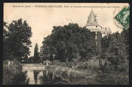 AK Verneuil-sur-Indre, Tours de l`ancienne forteresse et canal du parc