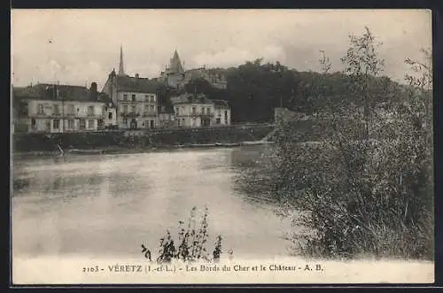 AK Véretz /Indre-et-Loire, Les Bords du Cher et le Château