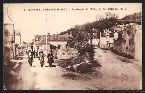 AK Vernou-sur-Brenne, Le chemin de l`Usine et des Coteaux