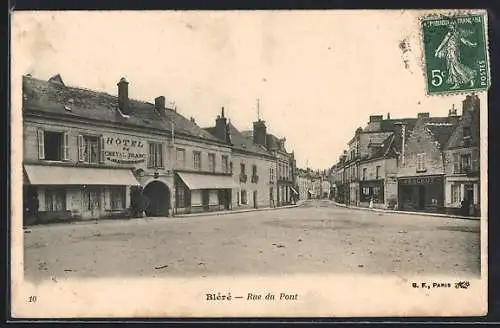 AK Bléré, Rue du Pont, Hotel du Cheval Blanc