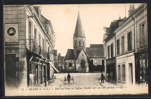 AK Blere /I.-et-L., Rue du Pont et Eglise, Nord