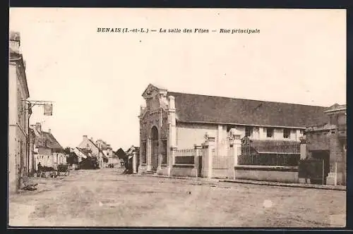 AK Benais /I.-et-L., Le salle des Fêtes, Rue principale