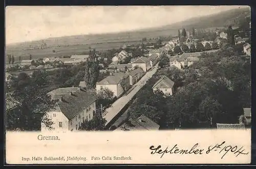 AK Grenna, Strassenpartie aus der Vogelschau