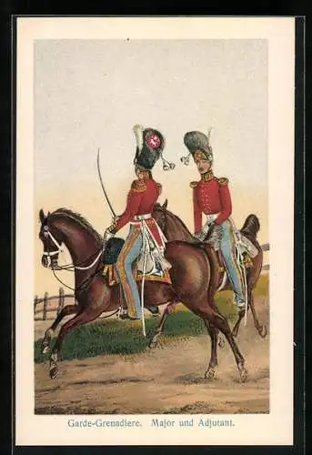 AK Garde-Grenadiere Major und Adjutant in Uniform