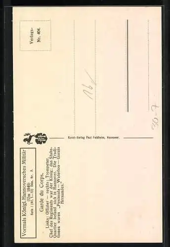 AK Garde du Corps, Links: Offizier, Rechts: Trompeter, Vormals Königl. Hannoversches Militär um 1840
