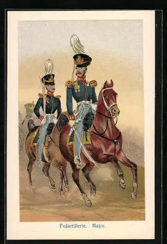AK Fussartillerie, Major zu Pferd, Vormals Königliches Hannoversches Militär, um 1840, Karte Nr. 21