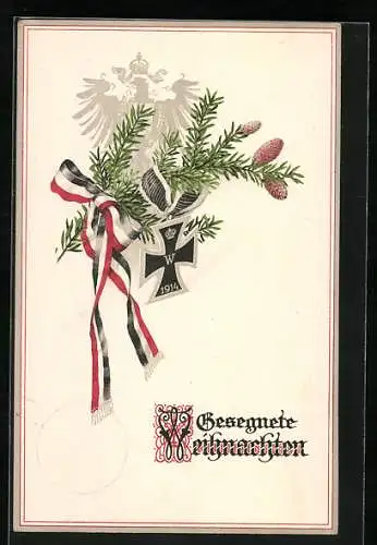 Lithographie Gesegnete Weihnachten, Eisernes Kreuz