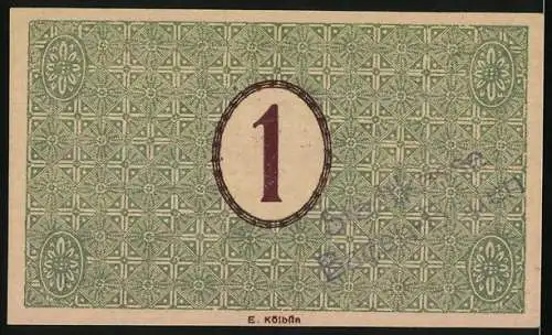 Notgeld Baden-Baden, 1918, Eine Mark, Gutschein der Stadtgemeinde Baden-Baden, grün-beige mit roter Schrift