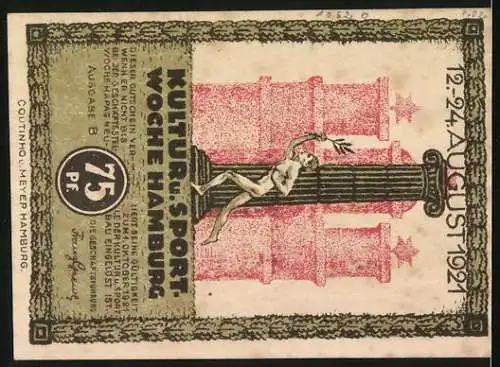 Notgeld Hamburg, 1921, 75 Pf., Rathaus und Kultur- und Sportwoche-Abbildung