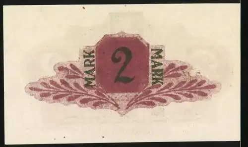 Notgeld Neumünster 1918, Zwei Mark, Ausweisschein der Stadt Neumünster mit Adler und rotem Siegel