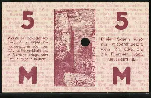 Notgeld Melsungen 1919, 5 Mark, Gültig bis 31. Januar 1919, Magistrat der Kreisstadt Melsungen