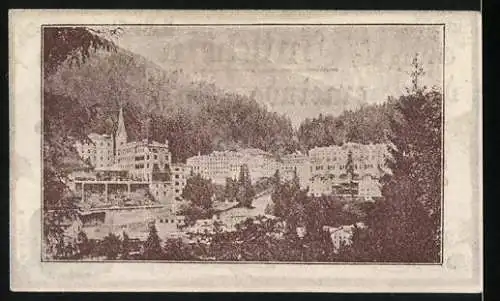 Notgeld Badgastein, 1920, 30 Heller, Gutschein der Gemeinde, Gebäudeansicht im Hintergrund