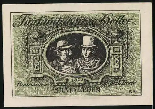 Notgeld Saalfelden 1920, 25 Heller, Birnhorn und Trachtenpaar