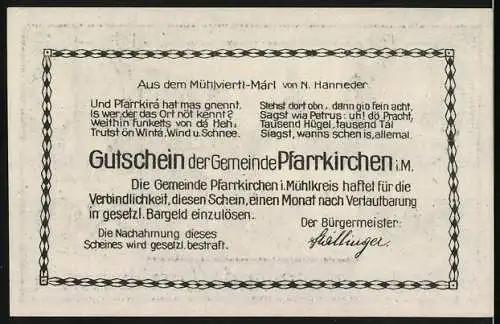 Notgeld Pfarrkirchen 1921, 80 Heller, Kirche und Amtsgebäude Abbildungen