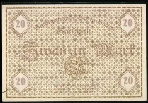 Notgeld Baden-Baden 1918, 20 Mark, Ornamente und Stadtwappen