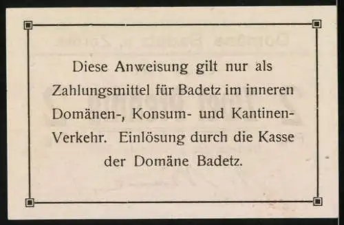 Notgeld Hohenlepte / Badetz 1918, 2 Pfennig, Domäne Badetz bei Zerbst, gültig als Zahlungsmittel im inneren Verkehr