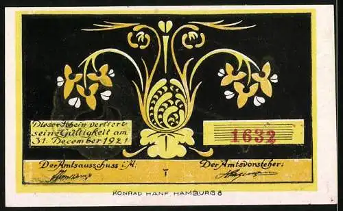 Notgeld Bokel 1921, 80 Pfennig, Entenmotiv und florale Verzierungen