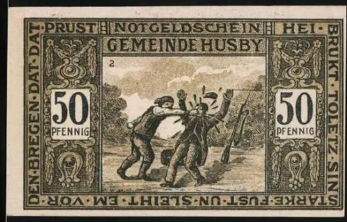 Notgeld Husby, 1921, 50 Pfennig, Gerichtstag und bäuerliche Szene