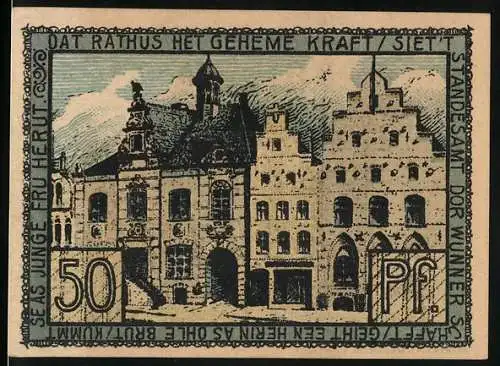 Notgeld Husum, 50 Pfennig, Rathaus und Stadtwappen, Nr. 82691