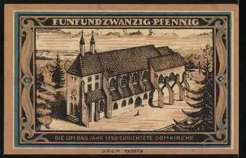 Notgeld Glogau, 1921, 25 Pfennig, Herzog Konrad II und die Domkirche errichtet um 1250