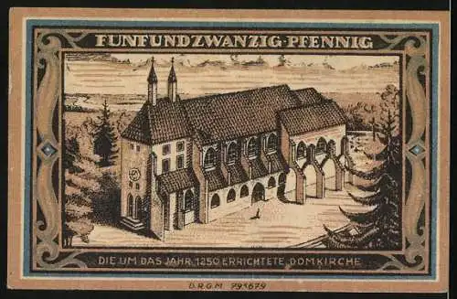 Notgeld Glogau, 25 Pfennig, Herzog Konrad II und Domkirche, 1920