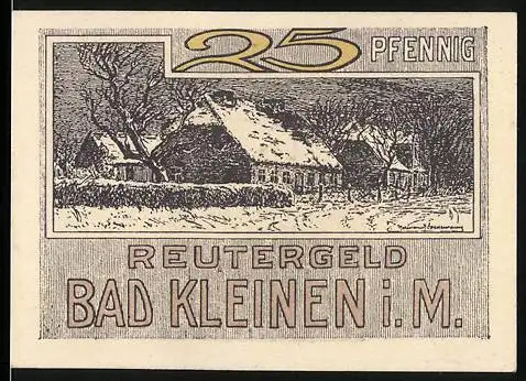 Notgeld Bad Kleinen i.M., 1922, 25 Pfennig, Winterlandschaft und Waldszenen