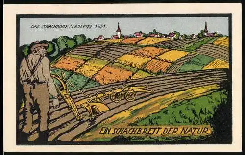 Notgeld Stroebeck 1921, 1 /2 Mark, Das Schachdorf Strobeck und Schachbrett-Motiv