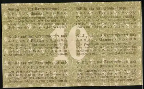 Notgeld Pössneck 1919, 10 Mark, Gültig bis 1. Febr. 1919, Seriennummer 8164