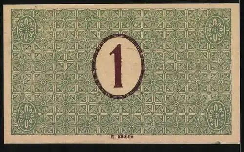 Notgeld Baden-Baden 1918, Eine Mark, Gutschein der Stadtgemeinde vom 22. Oktober 1918